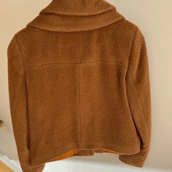 Sentaler Bouclé Alpaca Moto Jacket Signature Double Collar - Dark Camel - Small